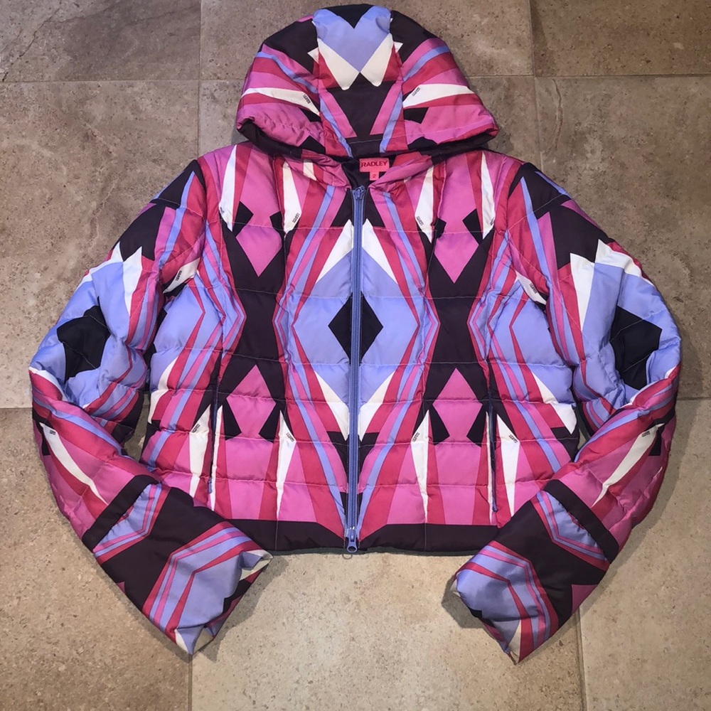 HILARY RADLEY PUFFER DOWN HOODIE JACKET ZIPPER CLOSURE 2-ZIPPER POCKETS SZ XL